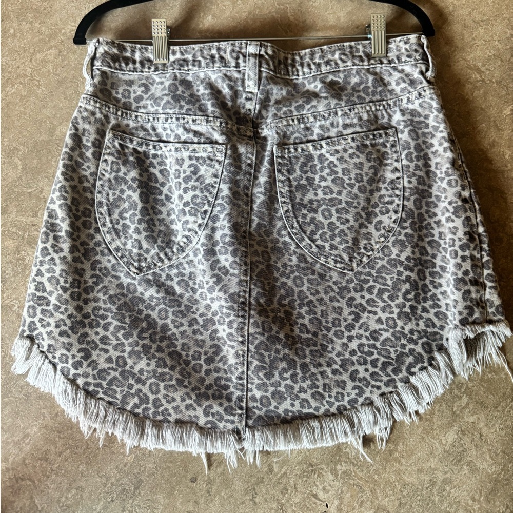 Free people Leopard Print Skirt with Frayed Hem - Picture 3 of 3